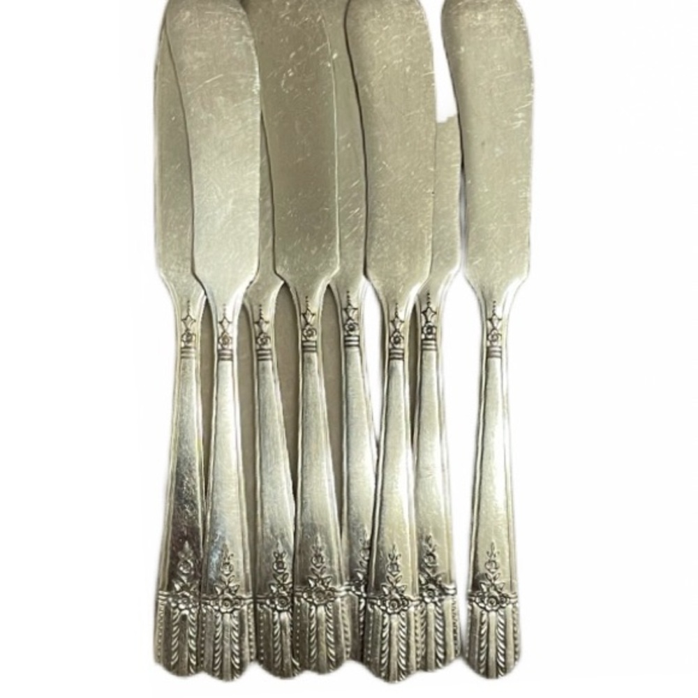 Butter spreaders, 1930s. Everlasting. Collectible Flat handle. RARE find. Used